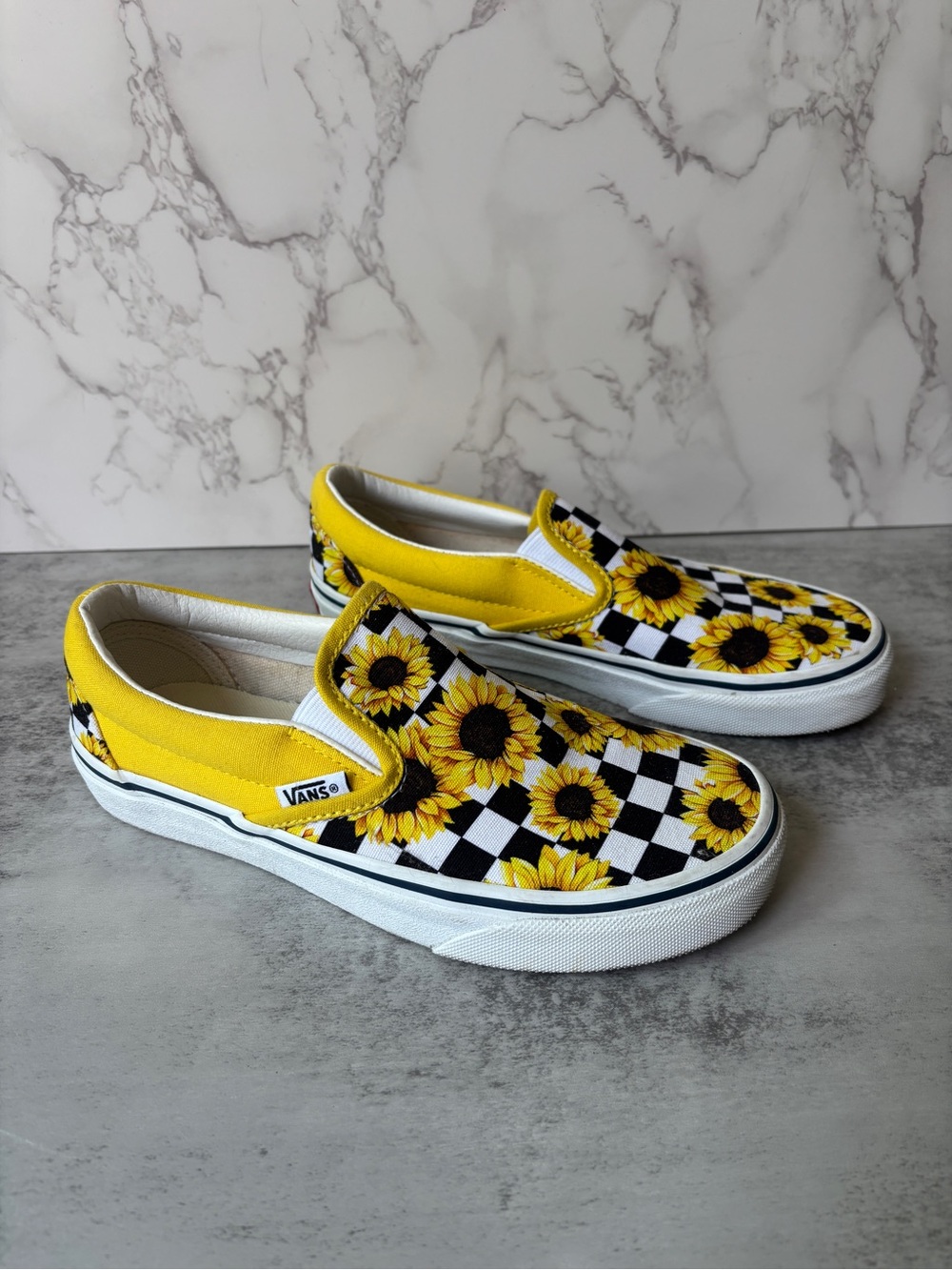 Custom Sunflower Slip on Vans- US 5.5